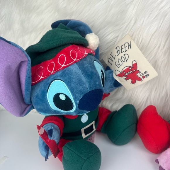 Stitch & Angel Plush Set  Disney Parks Christmas Elf Stitch Holiday Toy New - Picture 5 of 9